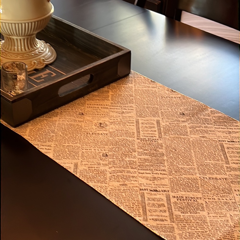 Vintage Newspaper Print Table Runner